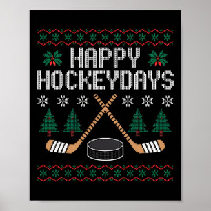 Affiche Joyeux Hockeydays Drôle de hockey sur glace Noël l