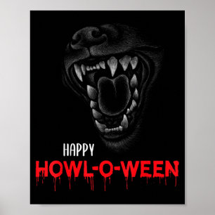 Affiche Joyeux Howl-O-Ween Chien Hurleur Effrayant Dent de