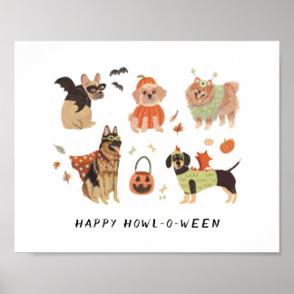 Affiche Joyeux Howl-o-ween Chiens Peints