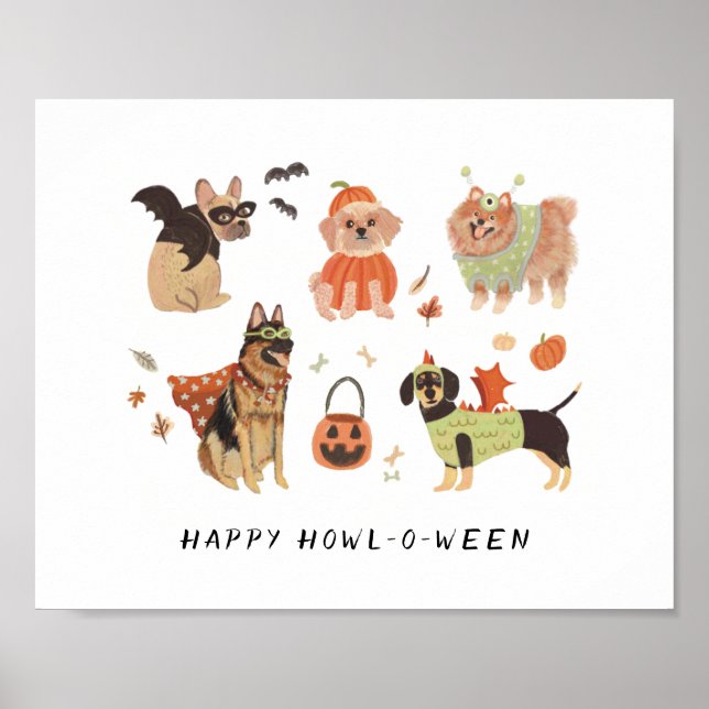 Affiche Joyeux Howl-o-ween Chiens Peints (Devant)