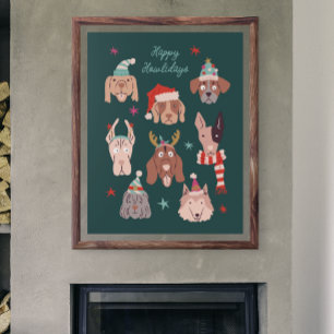 Affiche Joyeux Howlidays Noël Fête du chien