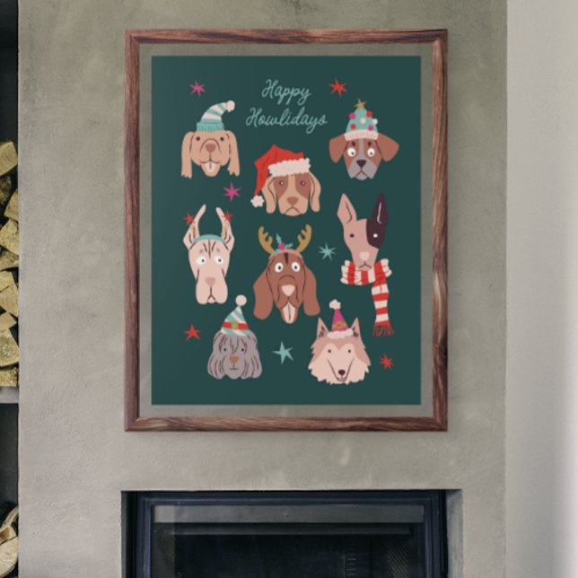 Affiche Joyeux Howlidays Noël Fête du chien (Créateur téléchargé)