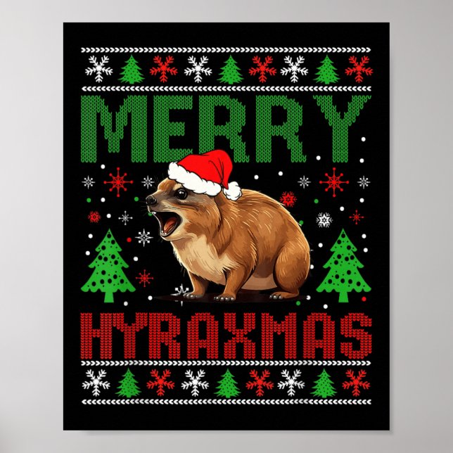 Affiche Joyeux Hyraxmas Vintage Hyrax laide Noël Sweat (Devant)