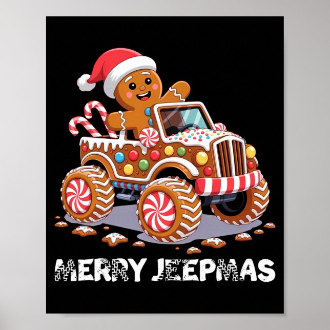 Affiche Joyeux Jeepmas lumière de renne laid Noël long S (Devant)