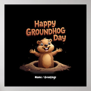 Affiche Joyeux Jour de la marmotte Célébrer avec Humour, A