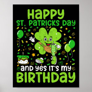 Affiche Joyeux Jour de la Saint Patrick Anniversaire Shamr