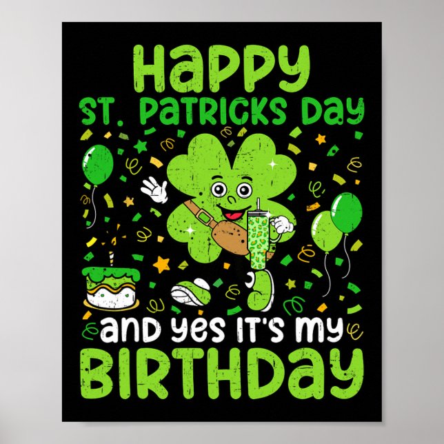 Affiche Joyeux Jour de la Saint Patrick Anniversaire Shamr (Devant)