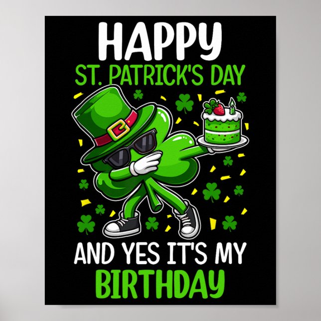 Affiche Joyeux Jour de la Saint Patrick Anniversaire Shamr (Devant)