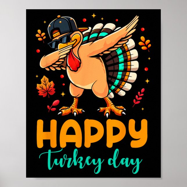 Affiche Joyeux Jour de la Turquie Thanksgiving Turquie Pèl (Devant)
