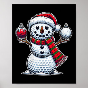 Affiche Joyeux Jour de Noël Fêtes Fêtes Golf Ball Snowman