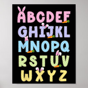 Affiche Joyeux Jour de Pâques Alphabet Abcs Elemeno Pour E