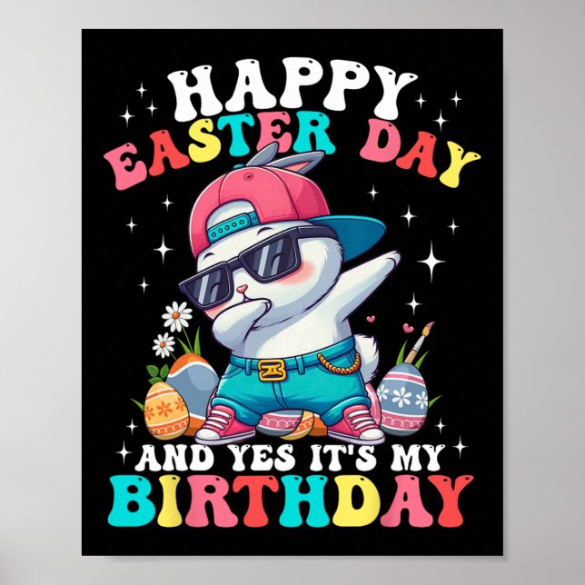 Affiche Joyeux jour de Pâques et oui c'est mon anniversair (Devant)