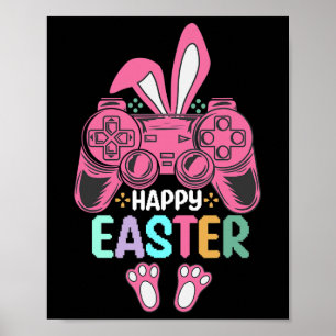 Affiche Joyeux Jour de Pâques Jeu de lapin Oeufs Amusants 