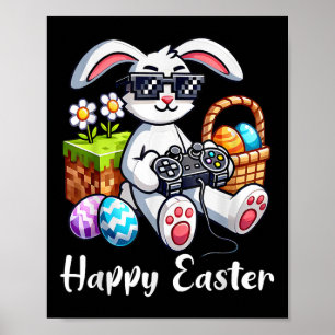 Affiche Joyeux Jour de Pâques Jeu Vidéo Oeuf Bunny Enfants
