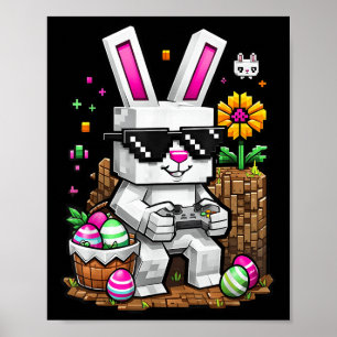 Affiche Joyeux Jour de Pâques Jeu Vidéo Oeuf Bunny Jeu Jou