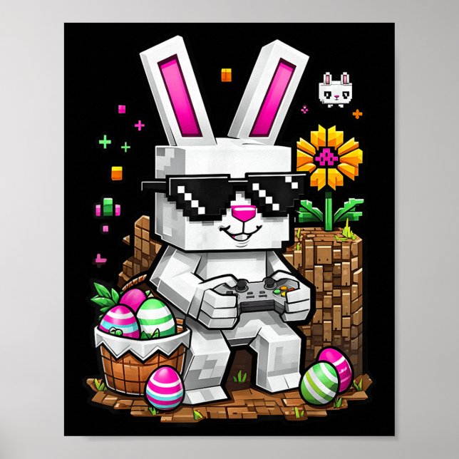 Affiche Joyeux Jour de Pâques Jeu Vidéo Oeuf Bunny Jeu Jou (Devant)
