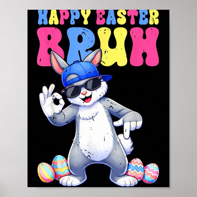 Affiche Joyeux jour de Pâques lapin 67 six sept bruh lapin (Devant)