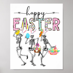 Affiche Joyeux jour de Pâques Lapin squelette œuf garçons