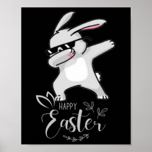 Affiche Joyeux jour de Pâques mignon lapin en dubbing lapi