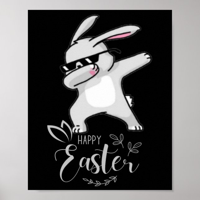 Affiche Joyeux jour de Pâques mignon lapin en dubbing lapi (Devant)