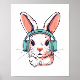 Affiche Joyeux Jour de Pâques Oeuf Bunny Funny Joueur Garç