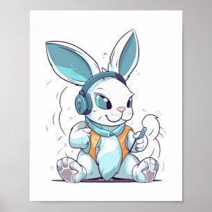 Affiche Joyeux Jour de Pâques Oeuf Bunny Funny Joueur Garç