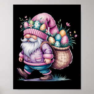Affiche Joyeux Jour de Pâques OEufs De Lapin Gnome Cute Jo