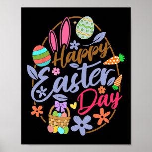 Affiche Joyeux Jour de Pâques Oeufs de Pâques Bunnies de P