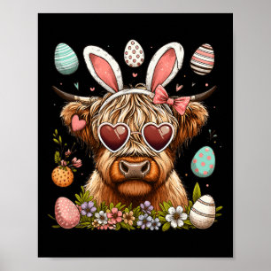 Affiche Joyeux Jour de Pâques Vache des Hautes-Terres Lapi