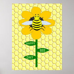 Affiche Joyeux Jour des abeilles Anniversaire Bumblebee