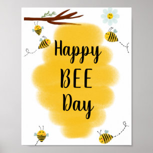 Affiche Joyeux Jour des abeilles   Bumble Bee Symbole de f