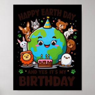Affiche Joyeux Jour des terres C'est mon anniversaire Né s