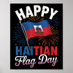 Affiche Joyeux Jour du Drapeau haïtien Cool Haïti Carte du
