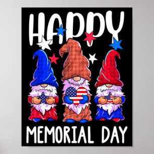Affiche Joyeux jour du souvenir gnome drapeau américain pa