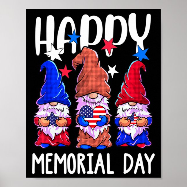 Affiche Joyeux jour du souvenir gnome drapeau américain pa (Devant)