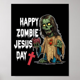 Affiche Joyeux Jour Jésus Zombie Squelette Horreur Christ