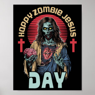 Affiche Joyeux Jour Jésus Zombie Squelette Horreur Christ