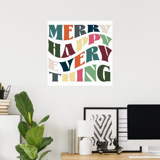 Affiche Joyeux Joyeux Tout Super Noël de vacances (Bureau à domicile)