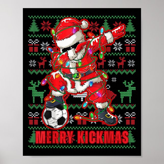 Affiche Joyeux Kickmas Noël Soccer Ball Laid Jeune Swe (Devant)