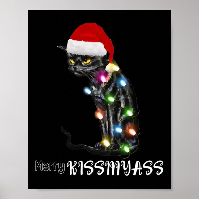 Affiche Joyeux Kissmyass Fun Chat Feux Noël 1 (Devant)