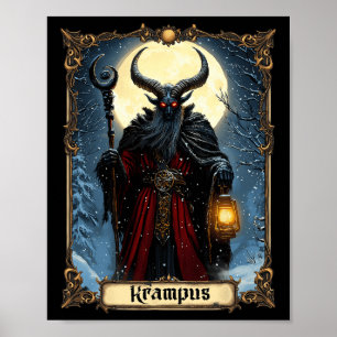 Affiche Joyeux Krampus Carte Tarot Noël Horreur de neige m