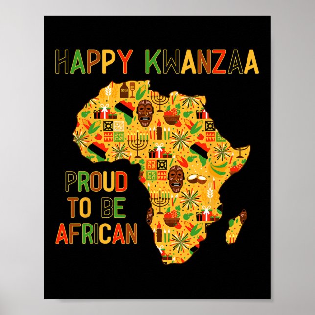 Affiche Joyeux Kwanzaa Africa Map 7 Principles Celebration (Devant)