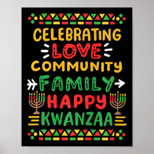 Affiche Joyeux Kwanzaa célébrant l'amour Commune Famille H