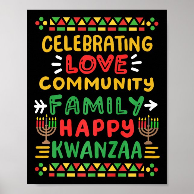 Affiche Joyeux Kwanzaa célébrant l'amour Commune Famille H (Devant)