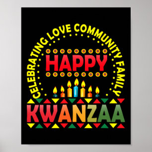 Affiche Joyeux Kwanzaa célébrant l'amour Kinara Noël Af