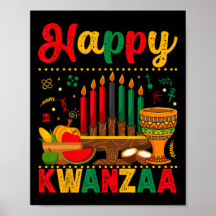 Affiche Joyeux Kwanzaa Hommes Femmes Kwanzaa Kinara Chande