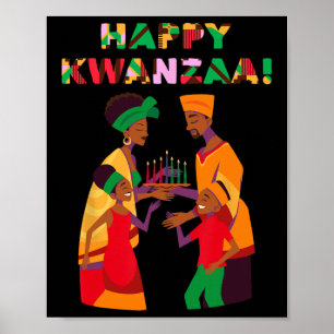 Affiche Joyeux Kwanzaa Kinara-sept bougies Principes de K