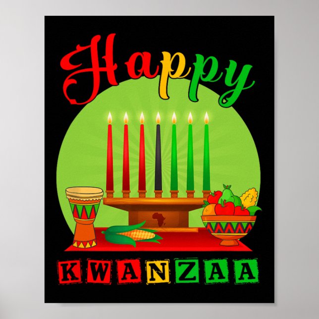 Affiche Joyeux Kwanzaa Kinara Sept Bougies Principes De K (Devant)