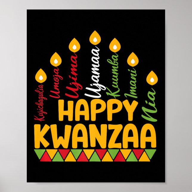 Affiche Joyeux Kwanzaa Kinara Sept Bougies Principes De K (Devant)