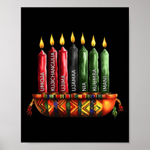 Affiche Joyeux Kwanzaa Kinara Sept Bougies Principes De K